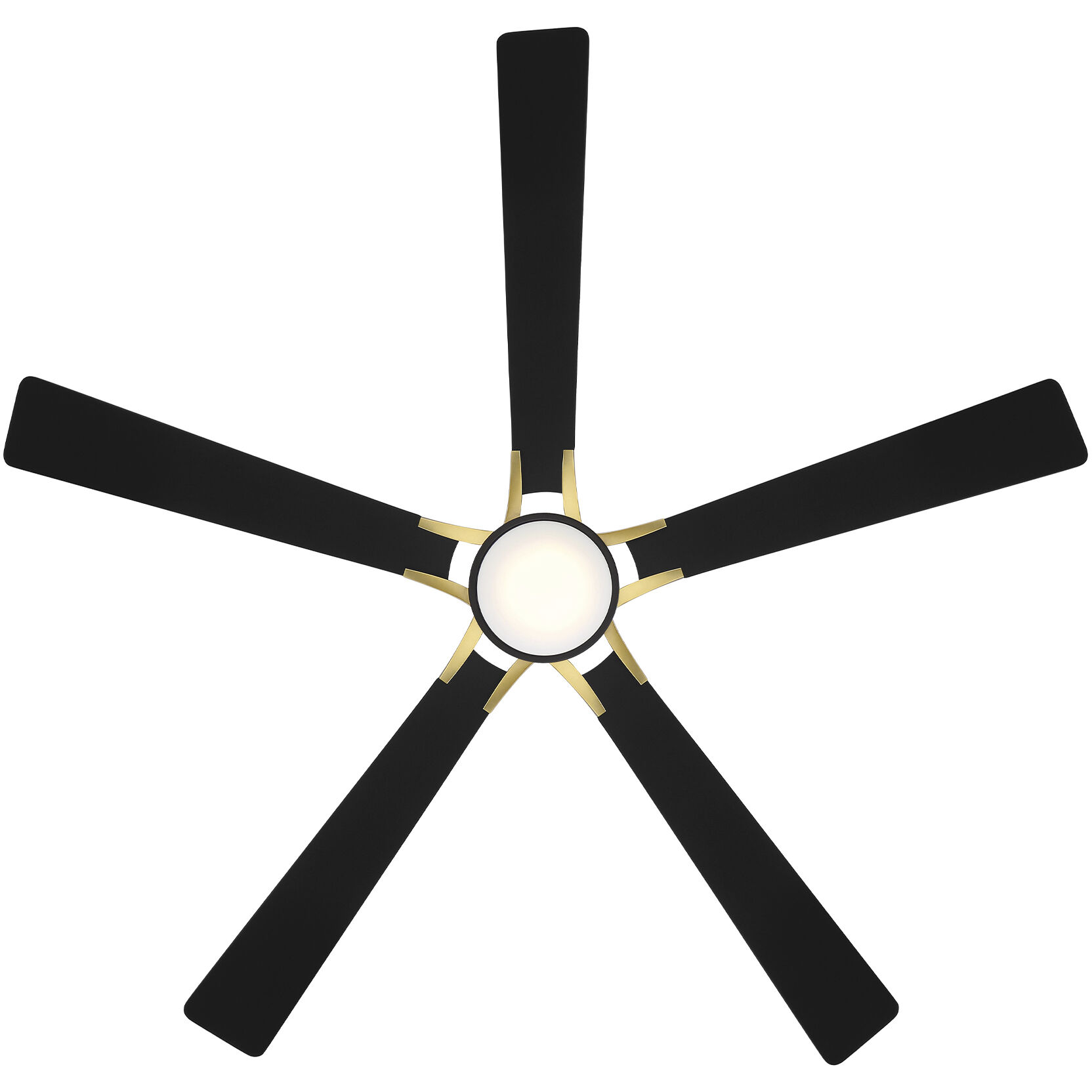 Rotary 65 inch Matte Black Soft Brass with Matte Black Blades Downrod Ceiling Fans in Soft Brass Matte Black