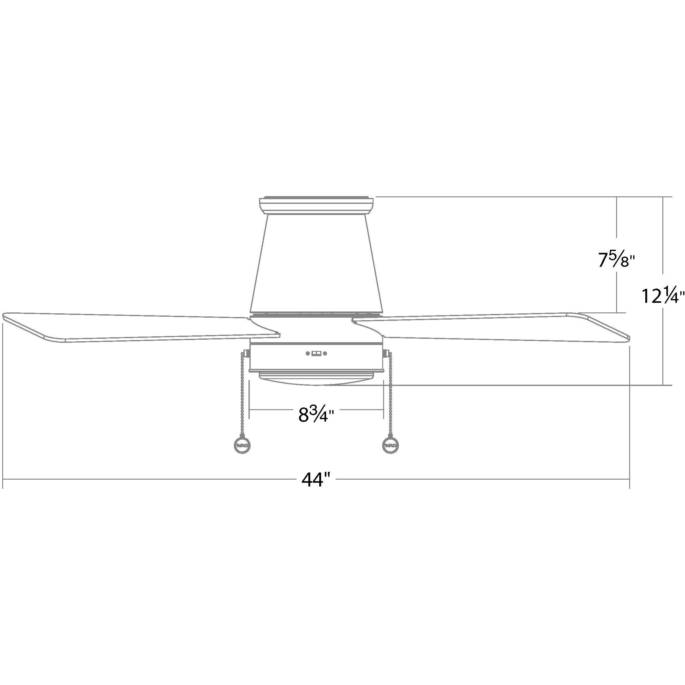 Hug 44 inch Matte Black Flush Mount Ceiling Fan