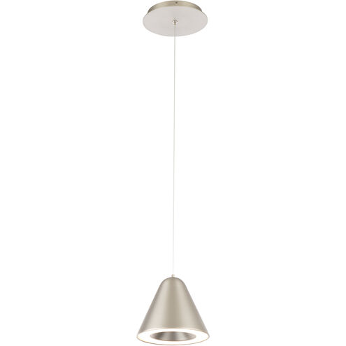 Kone LED 6.5 inch Satin Nickel Mini-Pendant Ceiling Light, dweLED