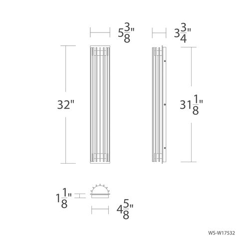 Moline LED 32 inch Black Outdoor Wall Light in 3500K, dweLED