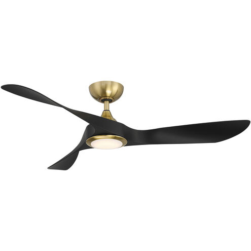 Swirl 54 inch Soft Brass Matte Black with Matte Black Blades Downrod Ceiling Fans, Smart Fan