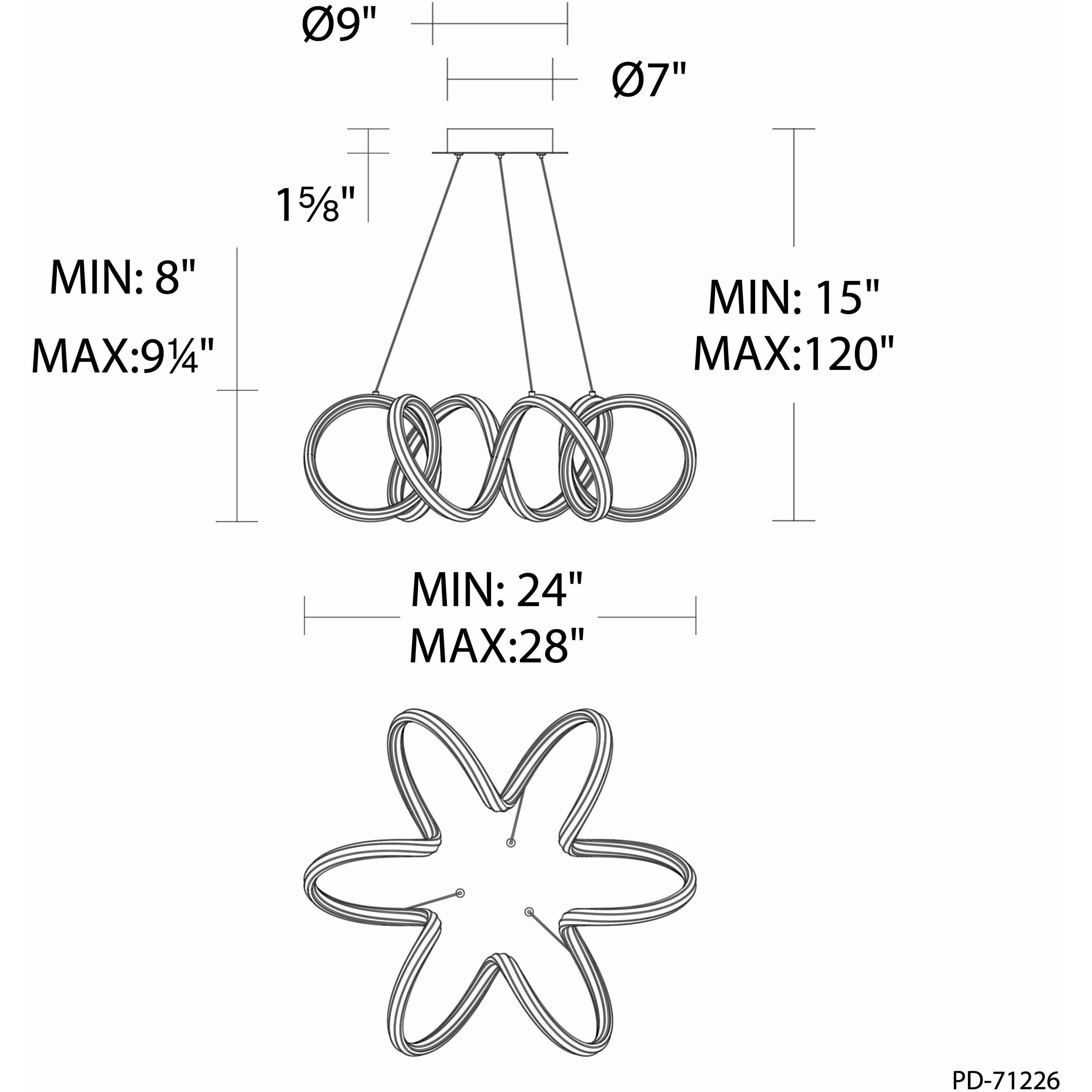 Mamba LED 26 inch Black Pendant Ceiling Light, dweLED