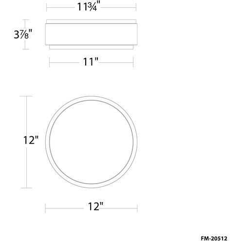 Salvo LED 12 inch White and Aged Brass Flush Mount Ceiling Light in 4000K, White/Aged Brass, dweLED