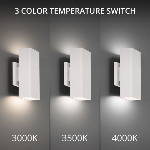 Edgey 2 Light 10 inch White Outdoor Wall Light in 3500K