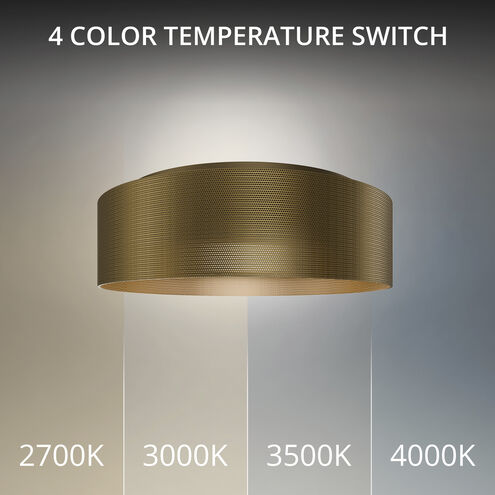 Grille LED 12 inch Aged Brass Flush Mount Ceiling Light in 2700K, dweLED