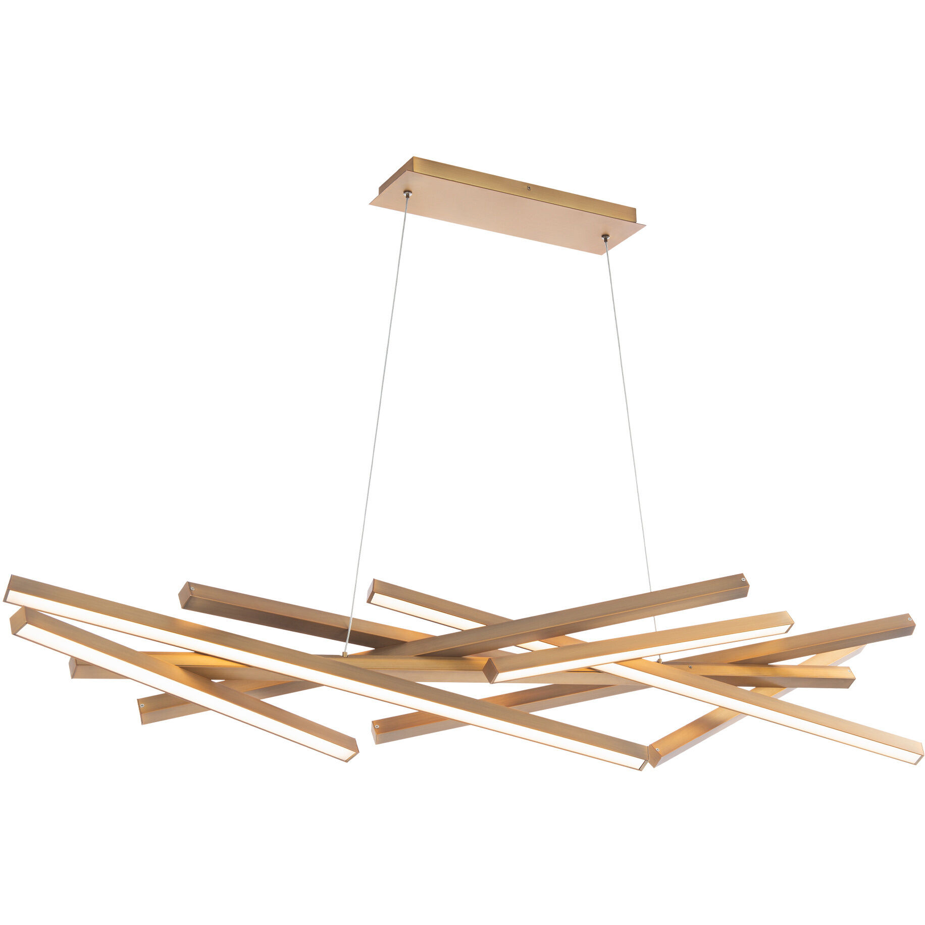 Parallax Linear Pendant Ceiling Light in Aged Brass, dweLED