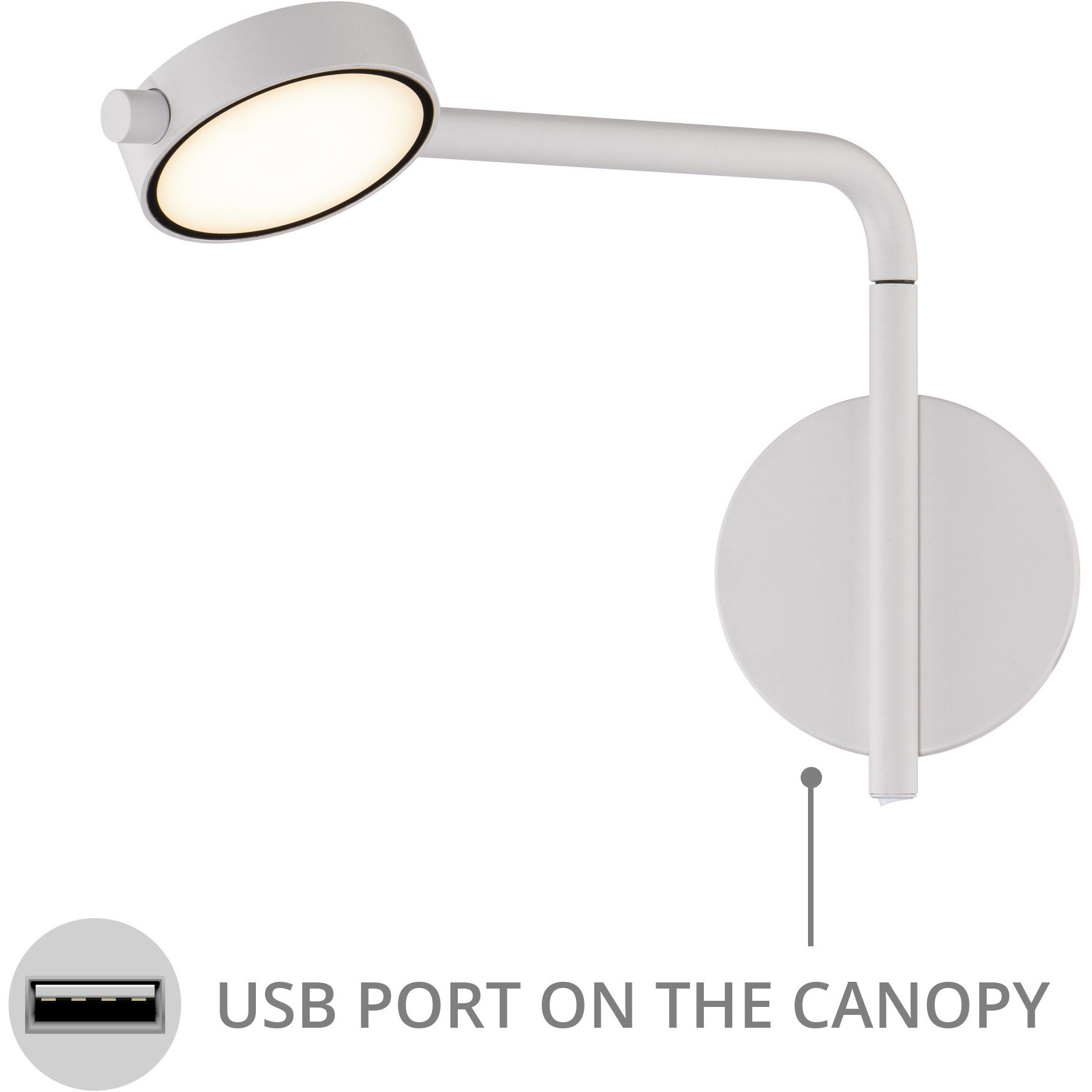 Elbo Reading Light Wall Light in 2700K, White, dweLED