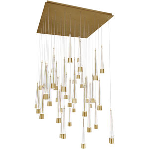 Quill LED 12.13 inch Aged Brass Multi-Light Pendant Ceiling Light, dweLED