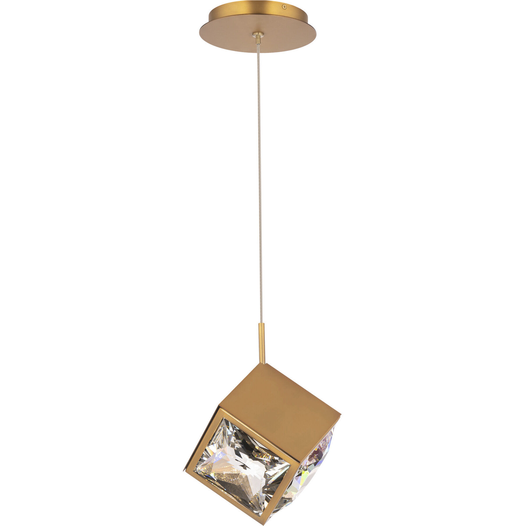 ICE Cube LED 6.63 inch Aged Brass Mini-Pendant Ceiling Light, dweLED