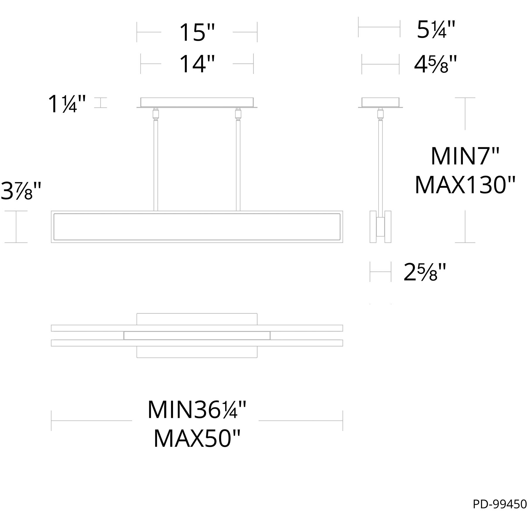 Bastone Linear Pendant Ceiling Light in 4000K, Brushed Nickel, dweLED