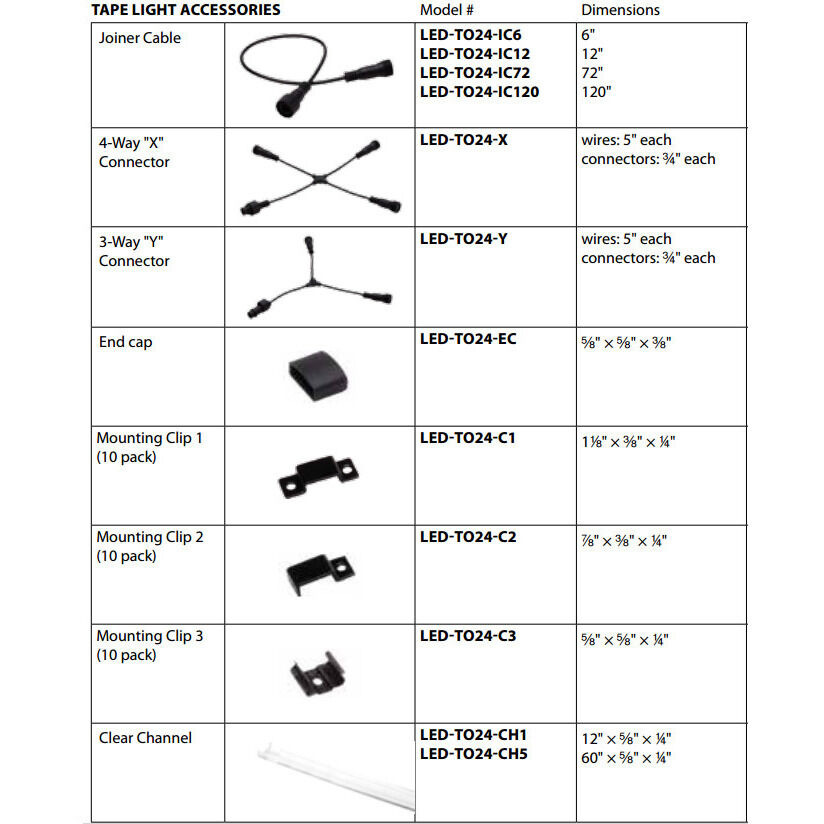 InvisiLED PRO 0.5 inch Black Outdoor LED Strip Lighting, Outdoor Strip Light 24V Accessories, WAC Lighting