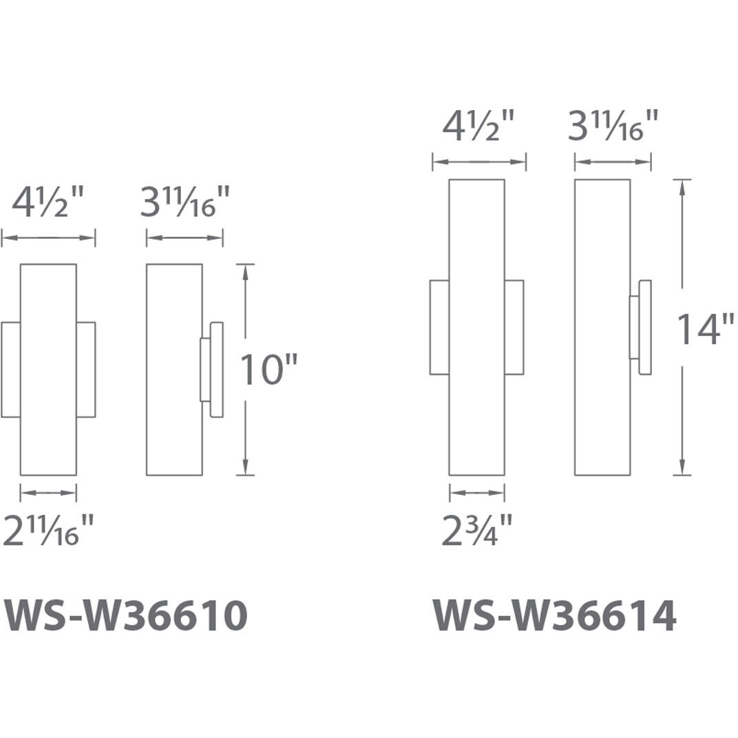 WAC Lighting WS-W36610-AL Caliber LED 10 inch Brushed Aluminum