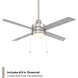 Quade 52 inch Brushed Nickel with Titanium Silver Blades Downrod Ceiling Fan