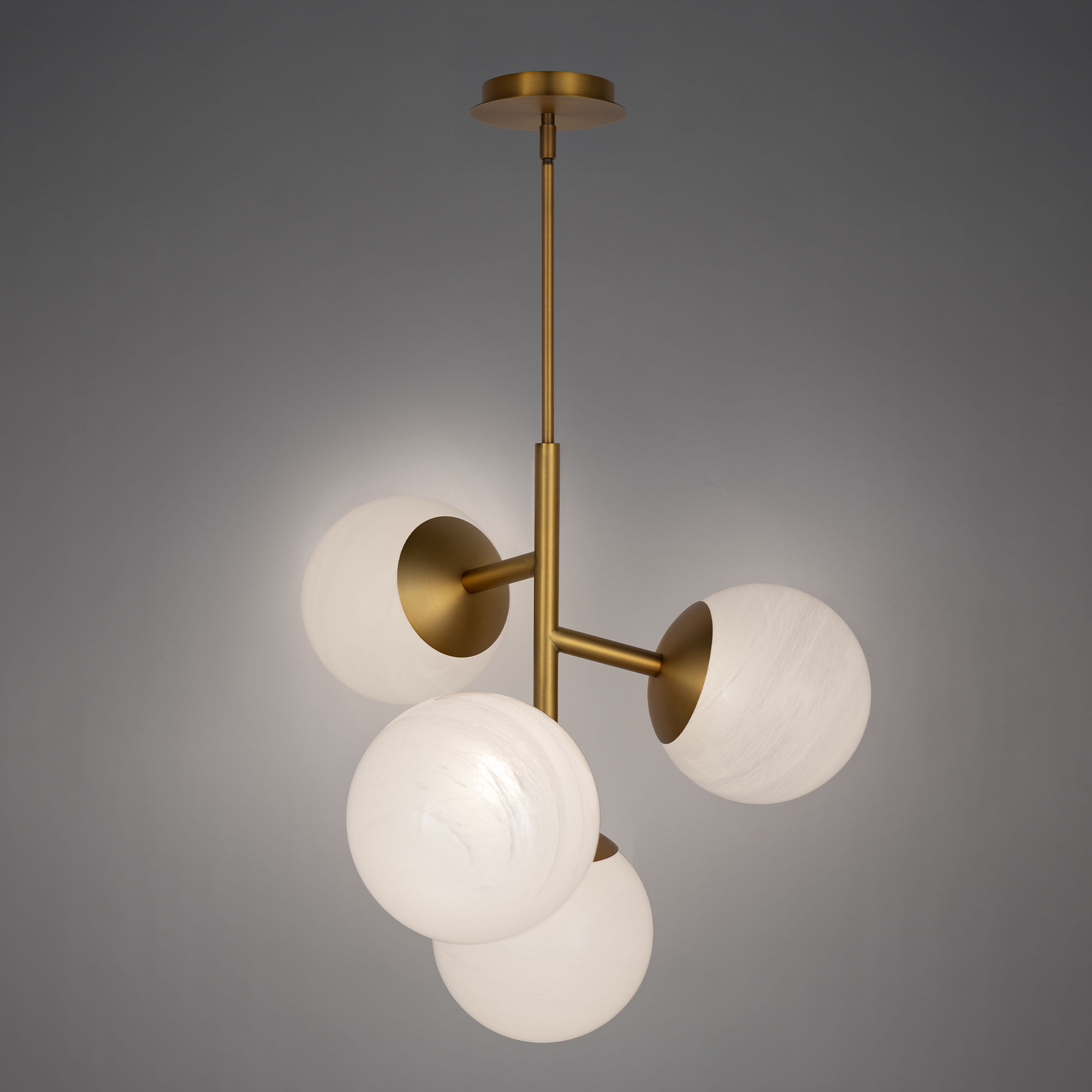 Quatrro LED 26.75 inch Aged Brass Pendant Ceiling Light in 4000K, dweLED