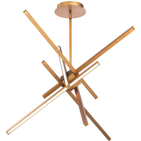 Parallax LED 29 inch Aged Brass Pendant Ceiling Light in 29in, dweLED