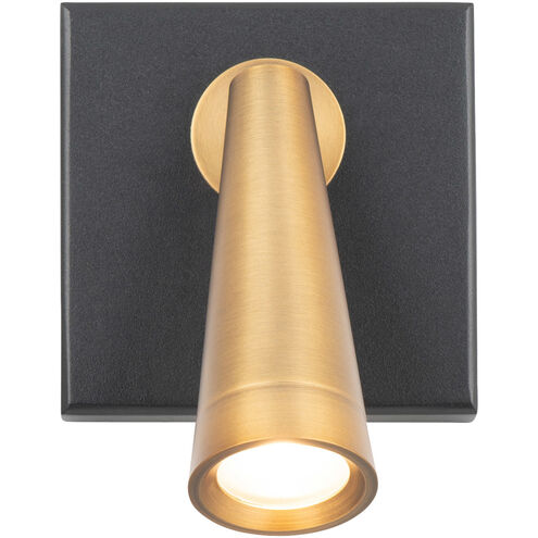 Arne 5 inch 9.00 watt Black with Aged Brass Headboard Light Wall Light, dweLED