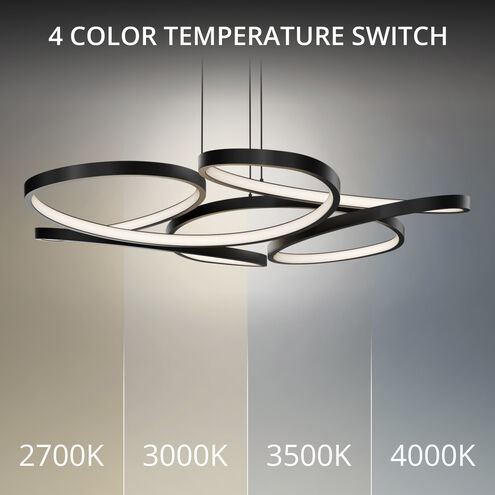 Klover LED 32 inch Black Pendant Ceiling Light in 3000K, dweLED