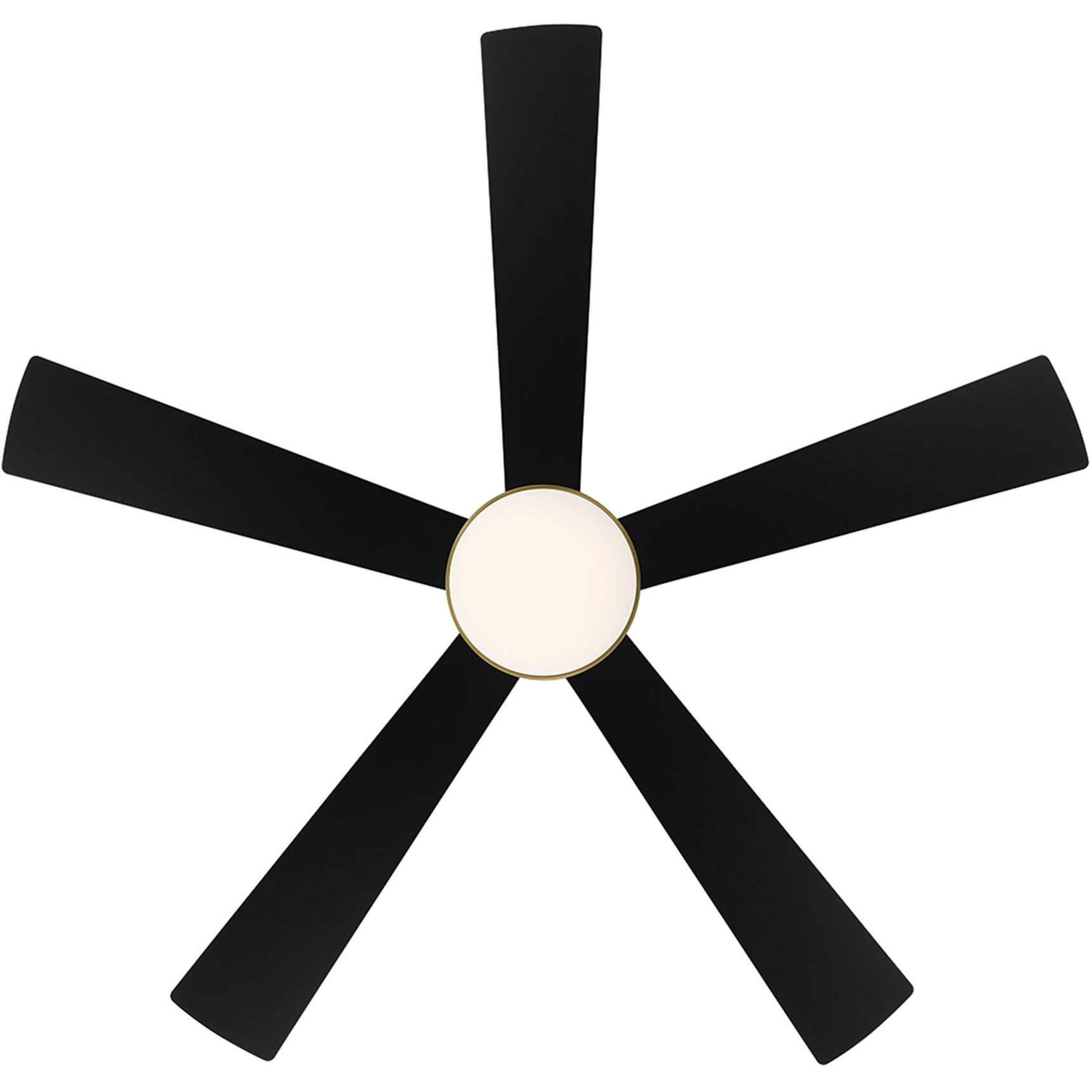 Eclipse 54 inch Soft Brass Matte Black with Matte Black Blades Downrod Ceiling Fans in Satin Brass Matte Black, Smart Fan