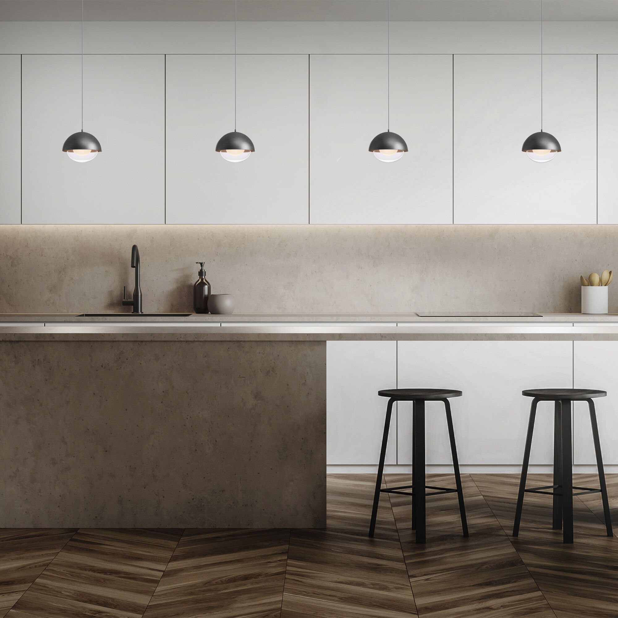 Dome LED Pendant in Black Gold
