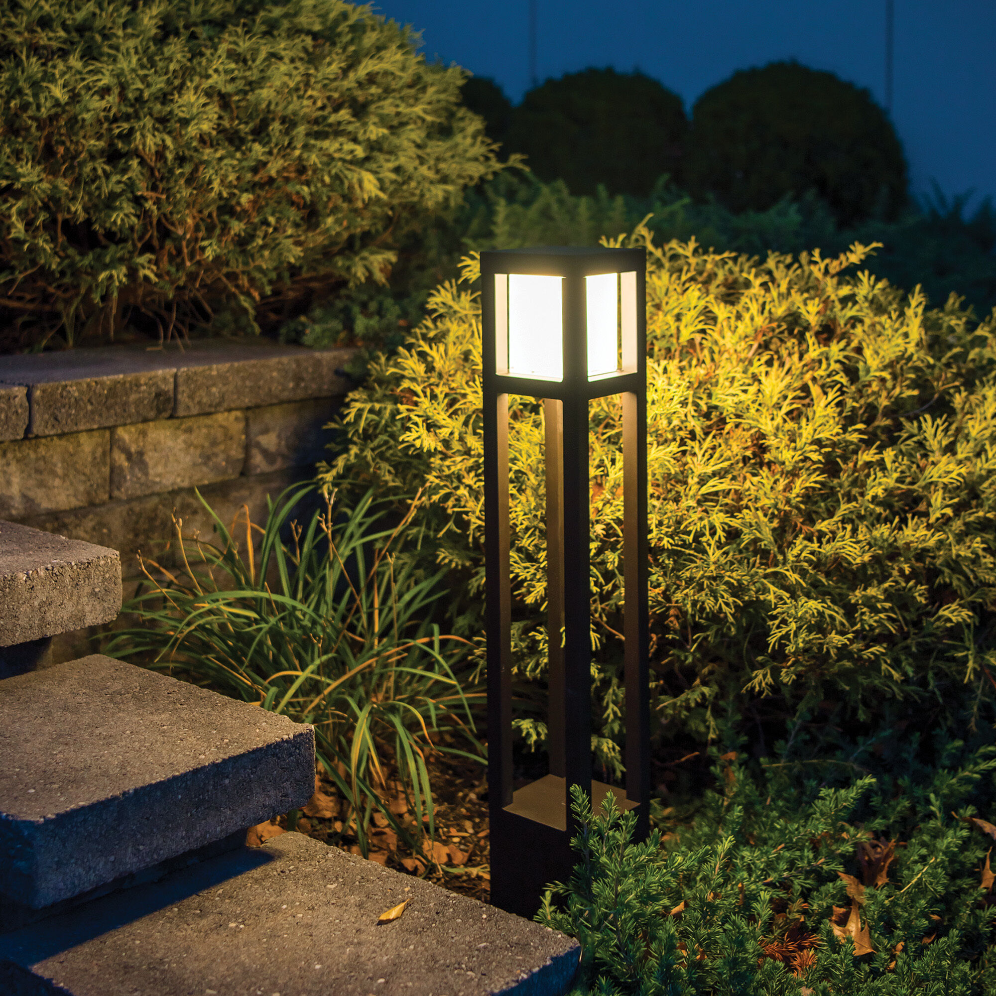 WAC Lighting 6622 27BK Tower 120 12.5 watt Black Bollard Lighting in 2700K WAC Landscape
