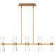 Hourglass Linear Pendant Ceiling Light in 3500K, Aged Brass, dweLED