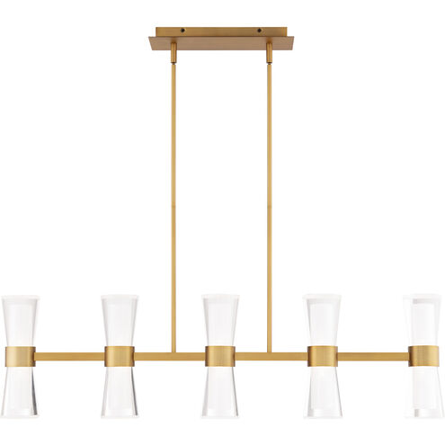 Hourglass Linear Pendant Ceiling Light in 3500K, Aged Brass, dweLED