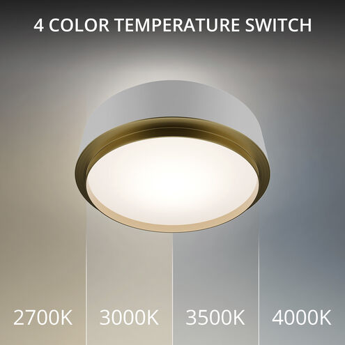 Salvo LED 12 inch White and Aged Brass Flush Mount Ceiling Light in 4000K, White/Aged Brass, dweLED