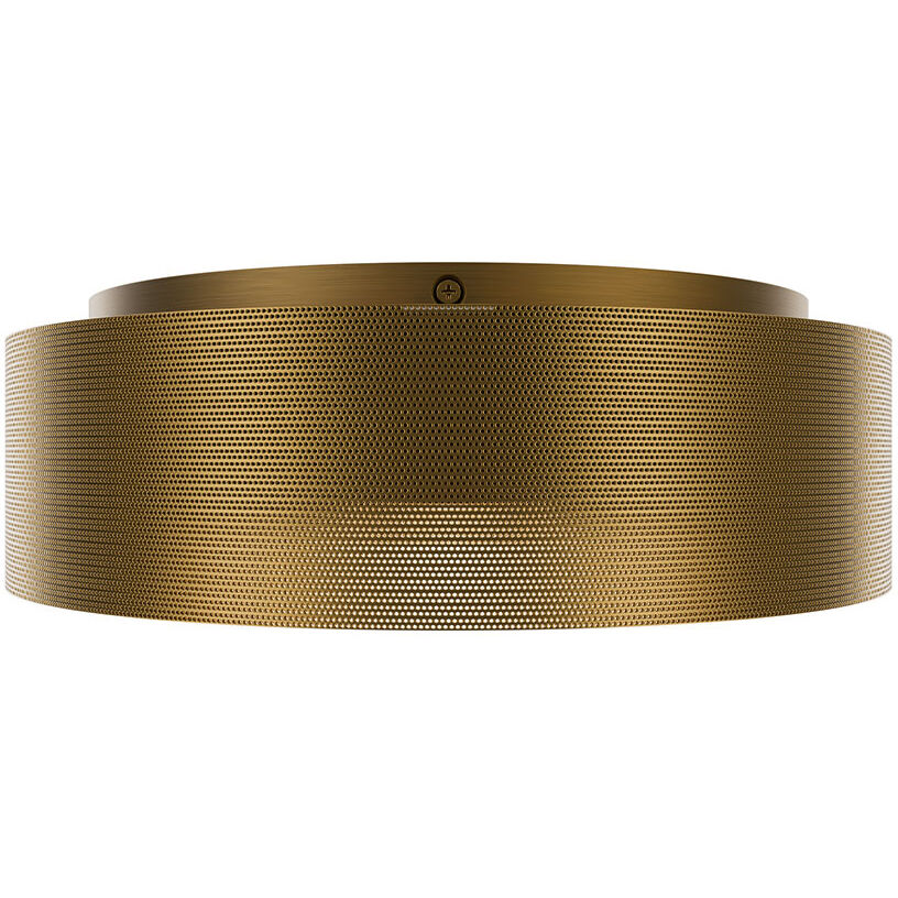 Grille LED 12 inch Aged Brass Flush Mount Ceiling Light in 4000K, dweLED