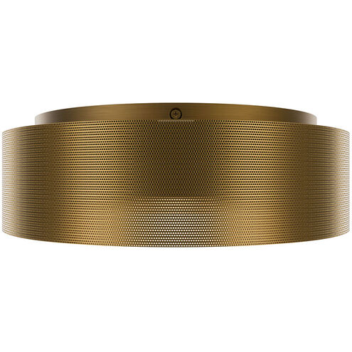 Grille LED 12 inch Aged Brass Flush Mount Ceiling Light in 2700K, dweLED
