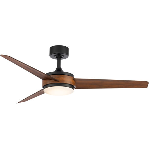 Mod 54 inch Matte Black Distressed Koa Downrod Ceiling Fan, Smart Fan