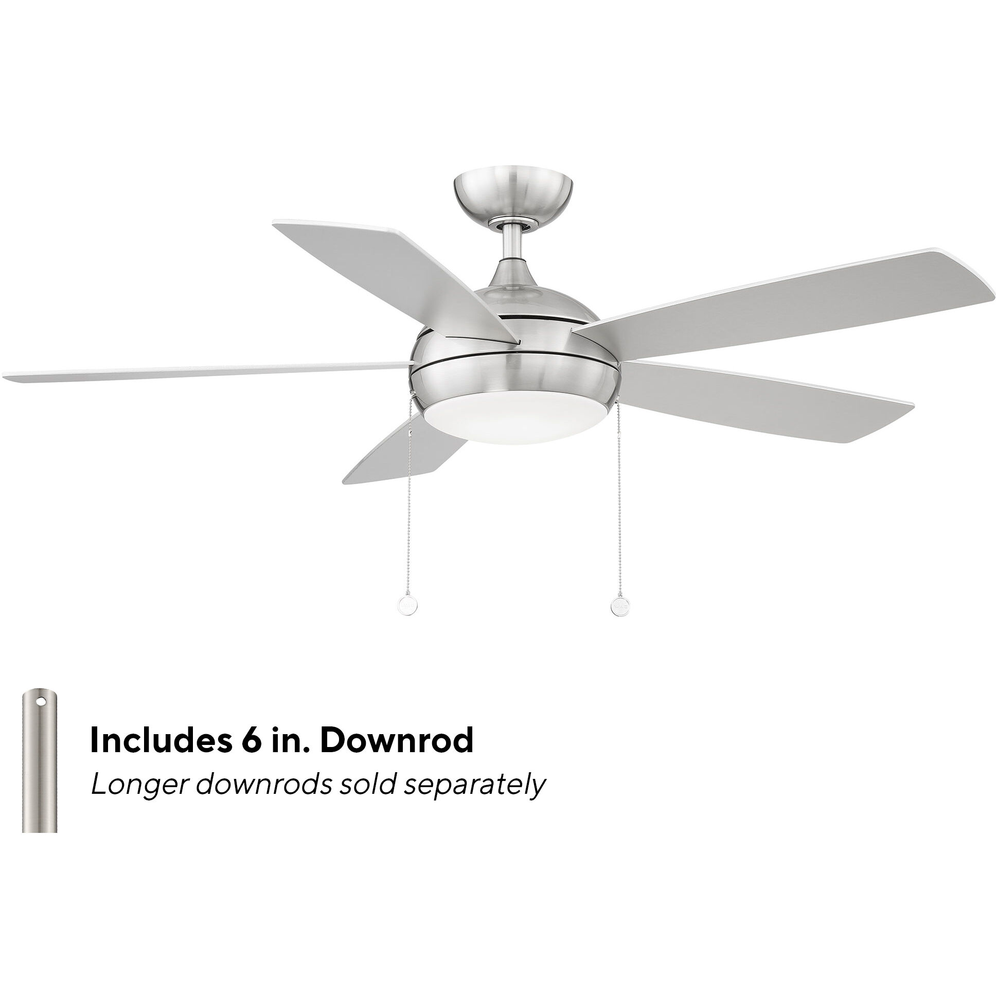 Disc II 52 inch Brushed Nickel Downrod Ceiling Fans, Limited Fan