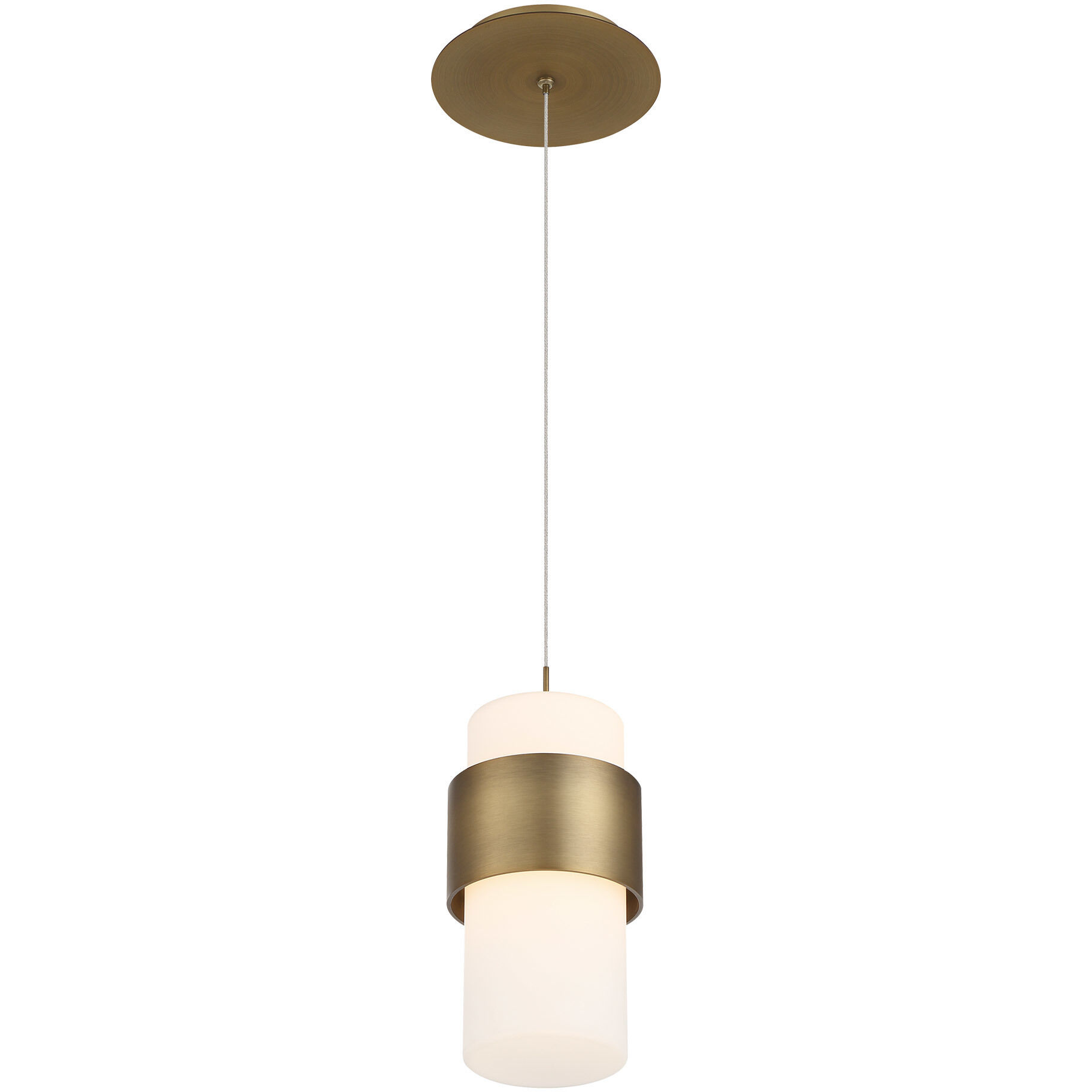 Banded LED 5 inch Aged Brass Mini-Pendant Ceiling Light, dweLED