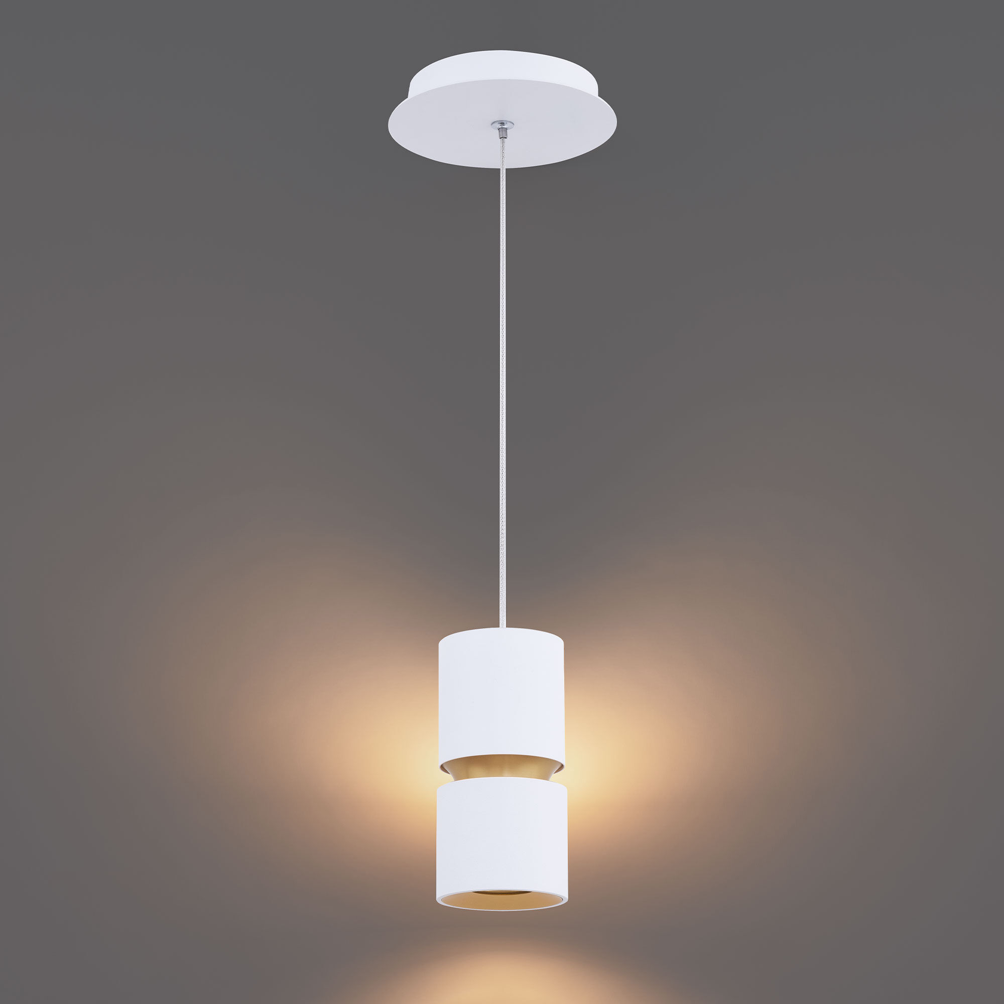 Pedistal LED 6 inch White Pendant Ceiling Light in 3000K, dweLED