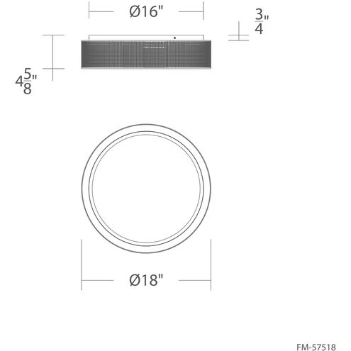 Grille LED 18 inch Aged Brass Flush Mount Ceiling Light in 4000K, dweLED