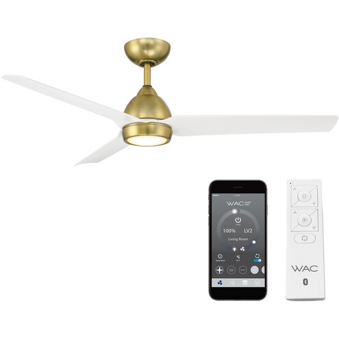 Mocha 54 inch Soft Brass Matte White with Matte White Blades Downrod Ceiling Fans, Smart Fan