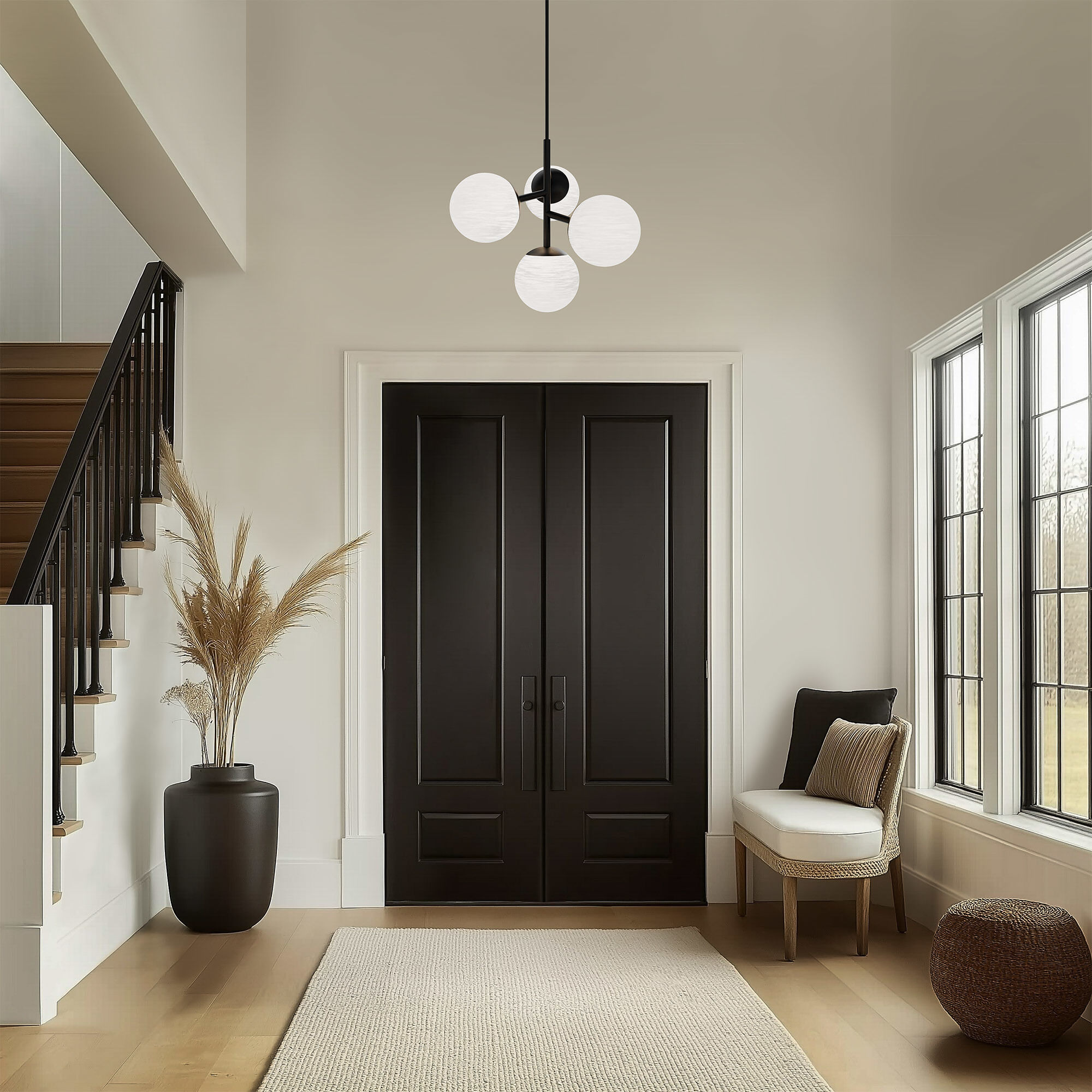 Quatrro LED 26.75 inch Black Pendant Ceiling Light in 3500K, dweLED