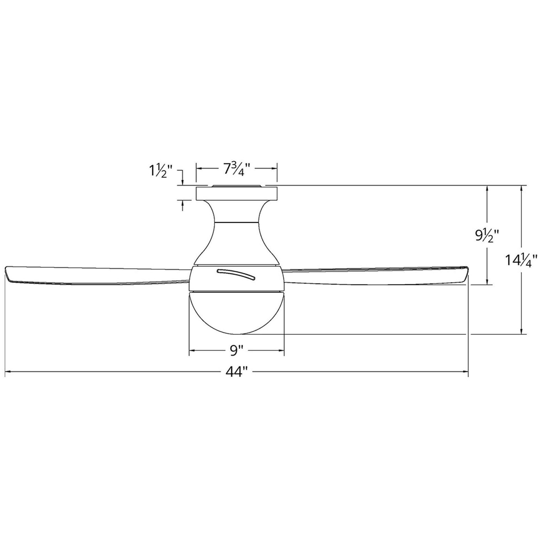 Orb 44 inch Brushed Nickel Flush Mount Ceiling Fan in Not Included, Smart Fan