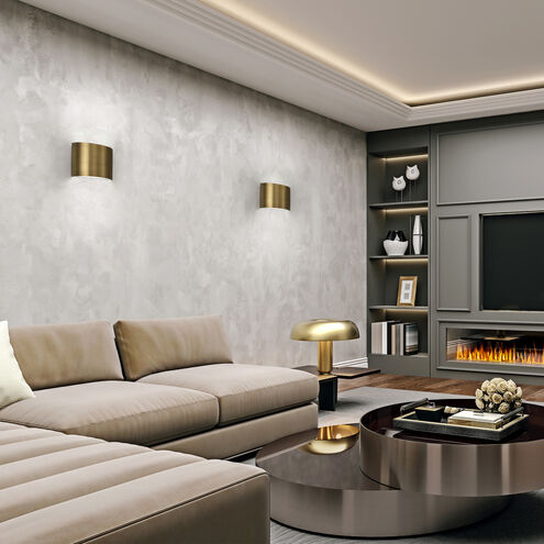 Pocket Wall Sconce Wall Light in Aged Brass, dweLED