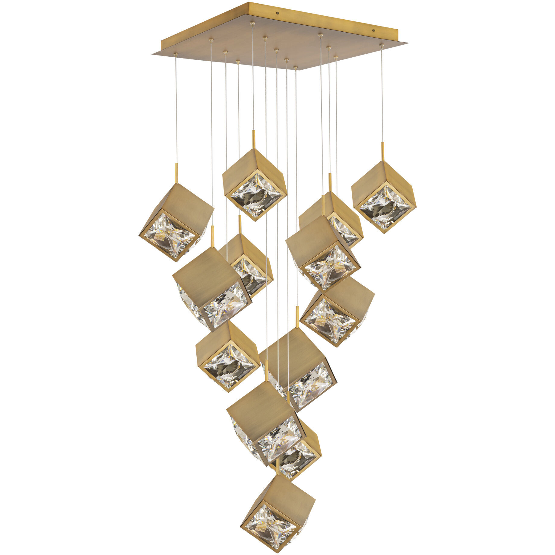 Ice Cube 1 Light 11 inch Aged Brass Multi Light Pendant Ceiling Light dweLED