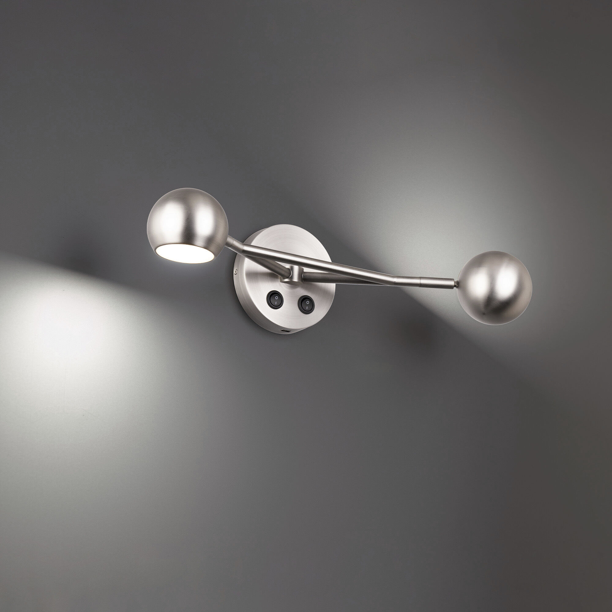 Duplex Reading Light Wall Light in Brushed Nickel, dweLED