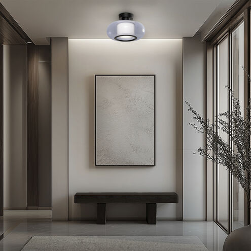 Doma LED 13.5 inch Black Flush Mount Ceiling Light in 2700K, dweLED