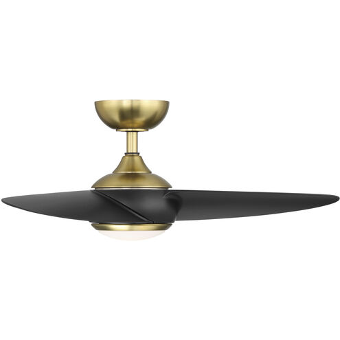 Loft 38 inch Soft Brass Matte Black with Matte Black Blades Downrod Ceiling Fans, Smart Fan
