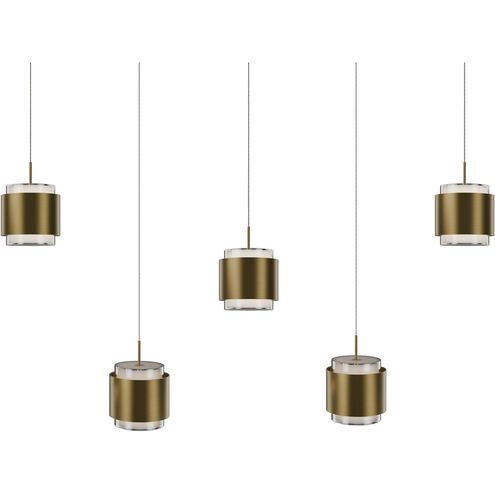 Banded LED 5.5 inch Aged Brass Chandelier Ceiling Light, dweLED