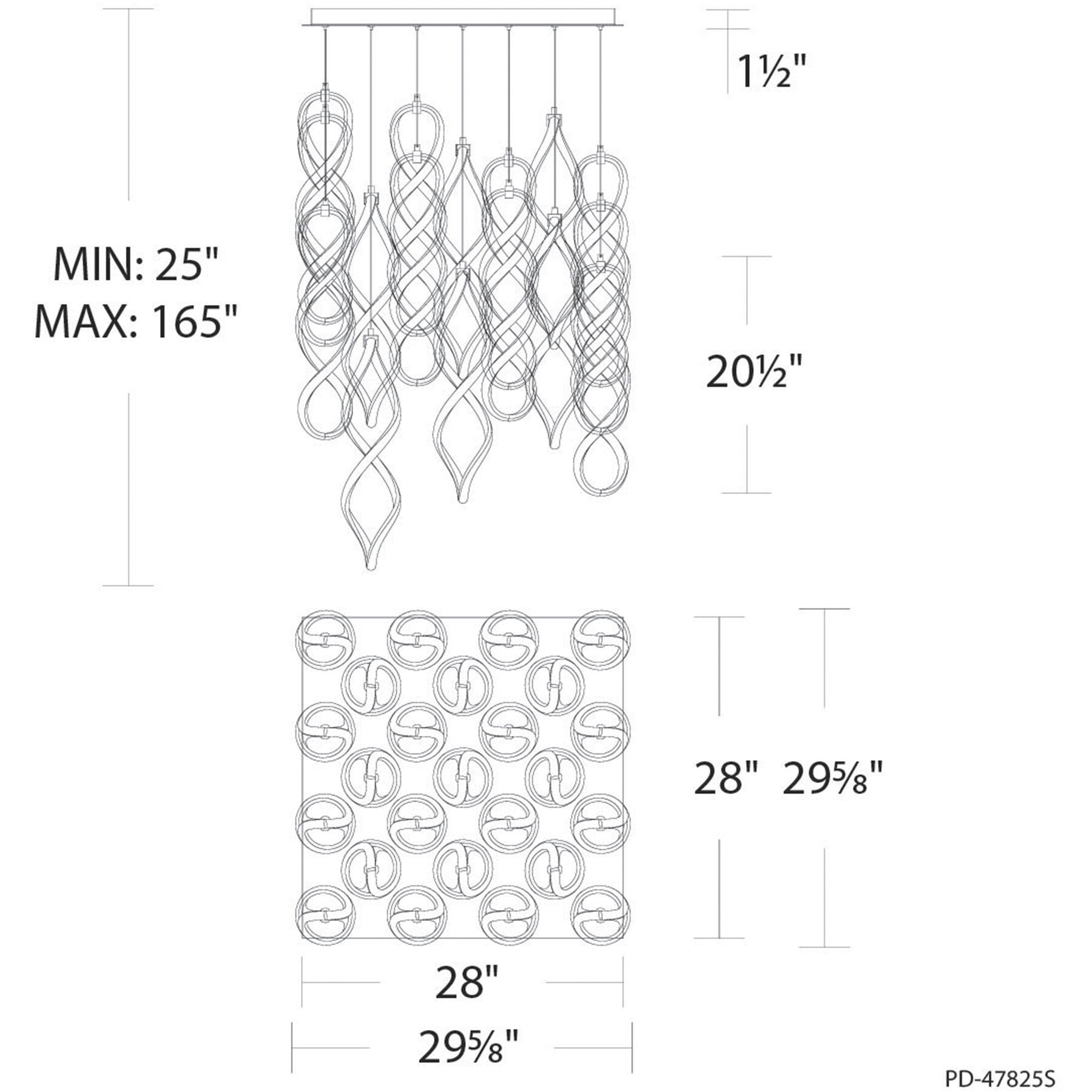 Interlace LED 29.63 inch Chrome Multi-Light Pendant Ceiling Light, dweLED