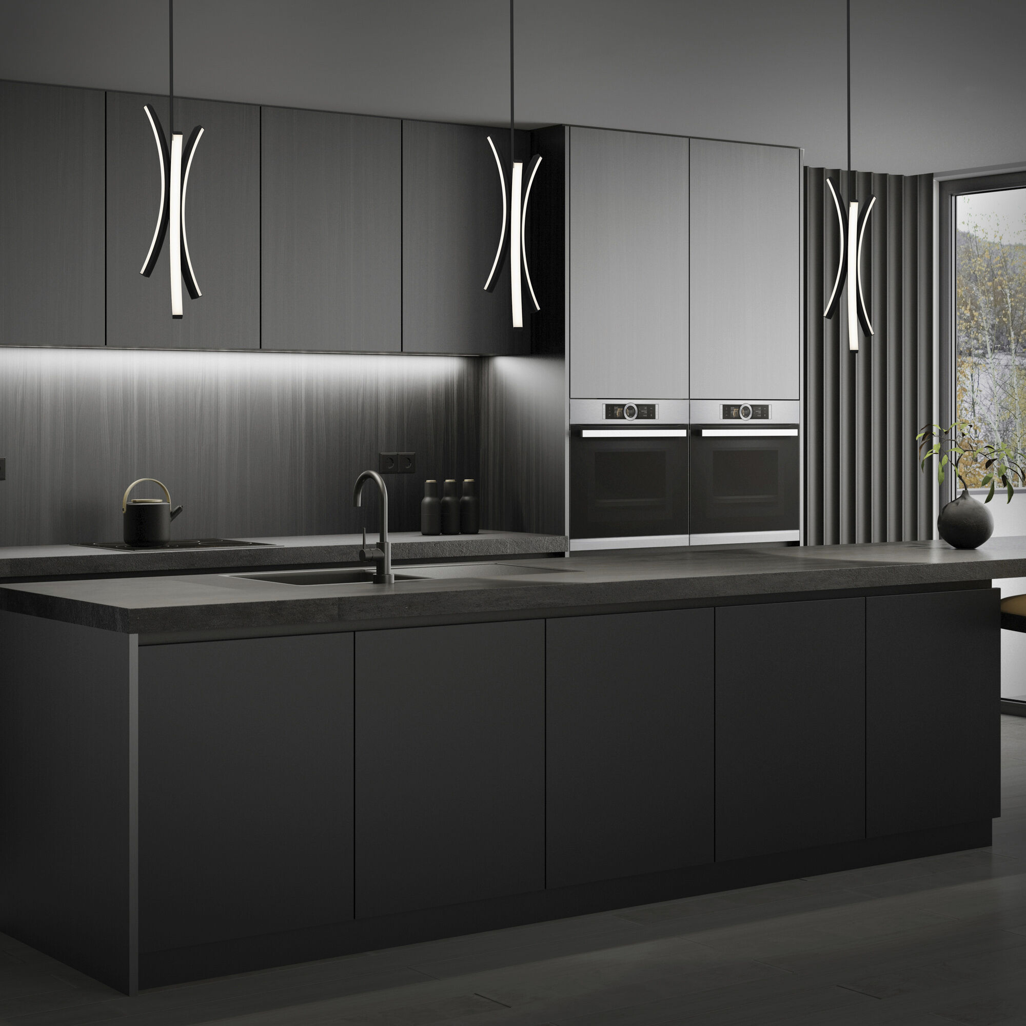 Tusk LED 15 inch Black Pendant Ceiling Light in 4000K, dweLED