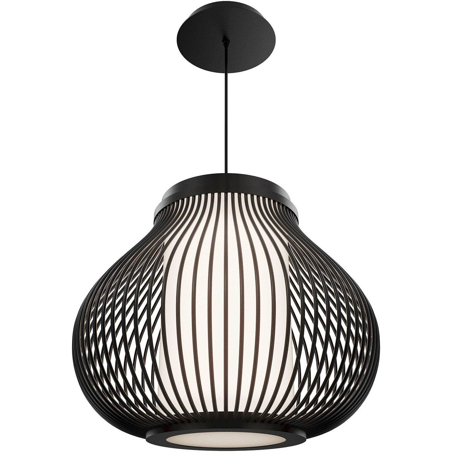 Poppin LED 16 inch Black Outdoor Pendant, dweLED
