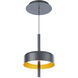 Pierce LED 7 inch Black Gold Mini-Pendant Ceiling Light in Black/Gold, dweLED