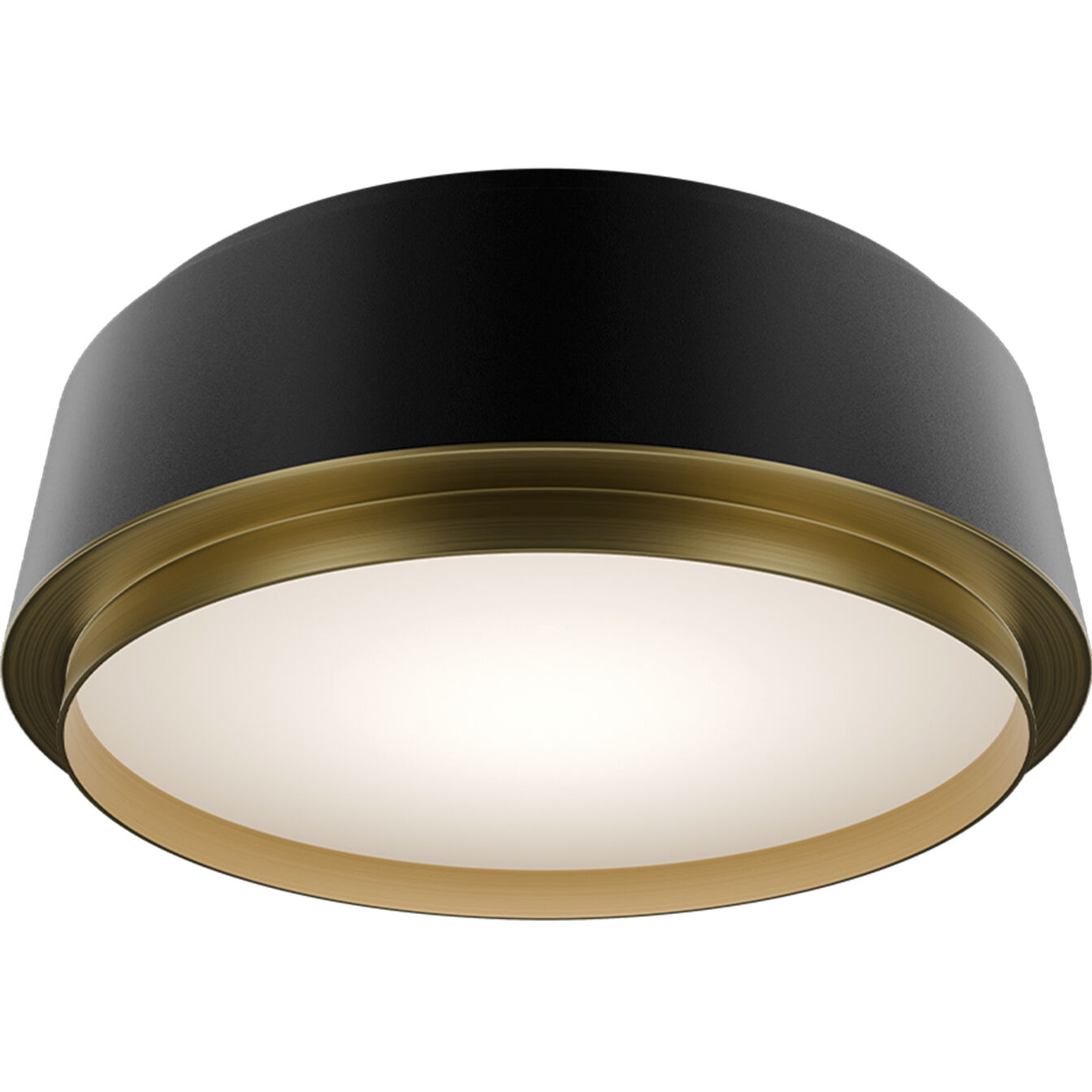 Salvo LED 12 inch Black and Aged Brass Flush Mount Ceiling Light in 3500K, Black Aged Brass, dweLED