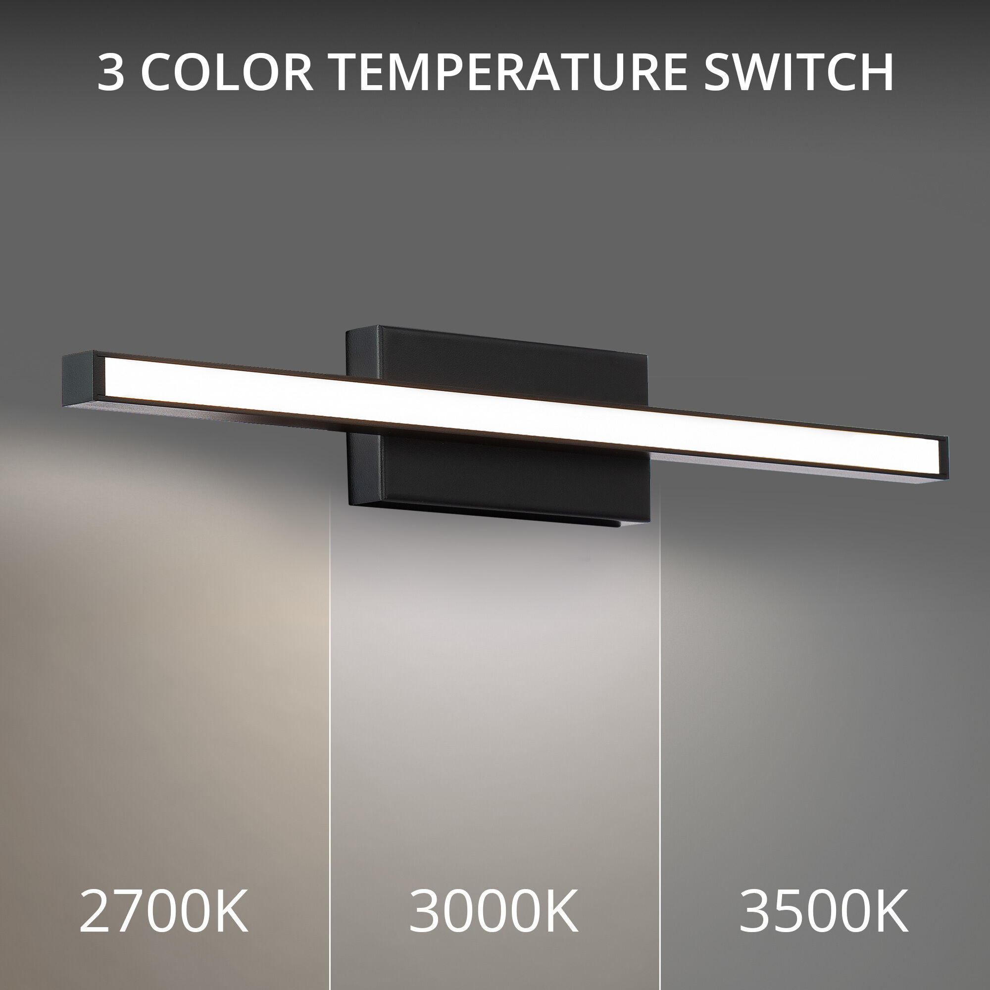 Parallax LED 18 inch Black Bath Vanity & Wall Light, dweLED