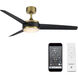Mod 54 inch Soft Brass Matte Black with Matte Black Blades Downrod Ceiling Fans in Satin Brass Matte Black, Smart Fan